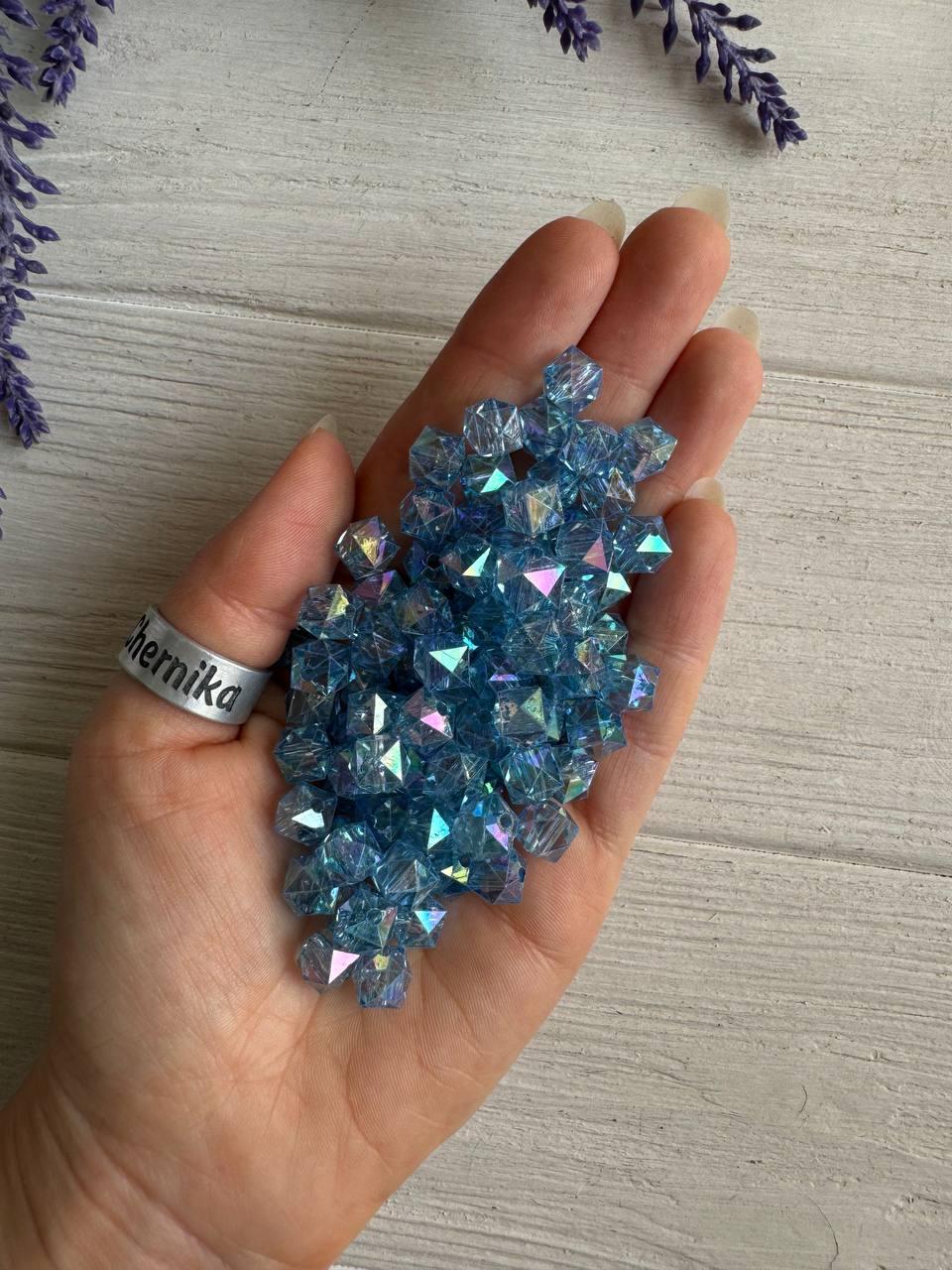 Намистини Куб " Кришталеві Хамелеон "  8 мм,  голубі  500 грам