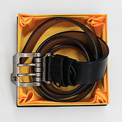 Чоловічий ремінь шкіряний (125см), Bison, Чорний / Ремінь з натуральної шкіри / Шкіряний ремінь під джинси