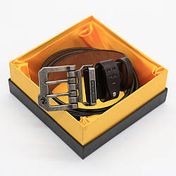 Чоловічий ремінь шкіряний (125см), Bison, Коричневий / Ремінь з натуральної шкіри / Шкіряний ремінь під джинси