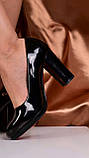 Жіночі чорні туфлі екошкіра на стійкому підборі розмір 36, фото 5