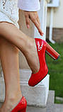 Святкові червоні туфлі на підборах платформі 36 37, фото 3