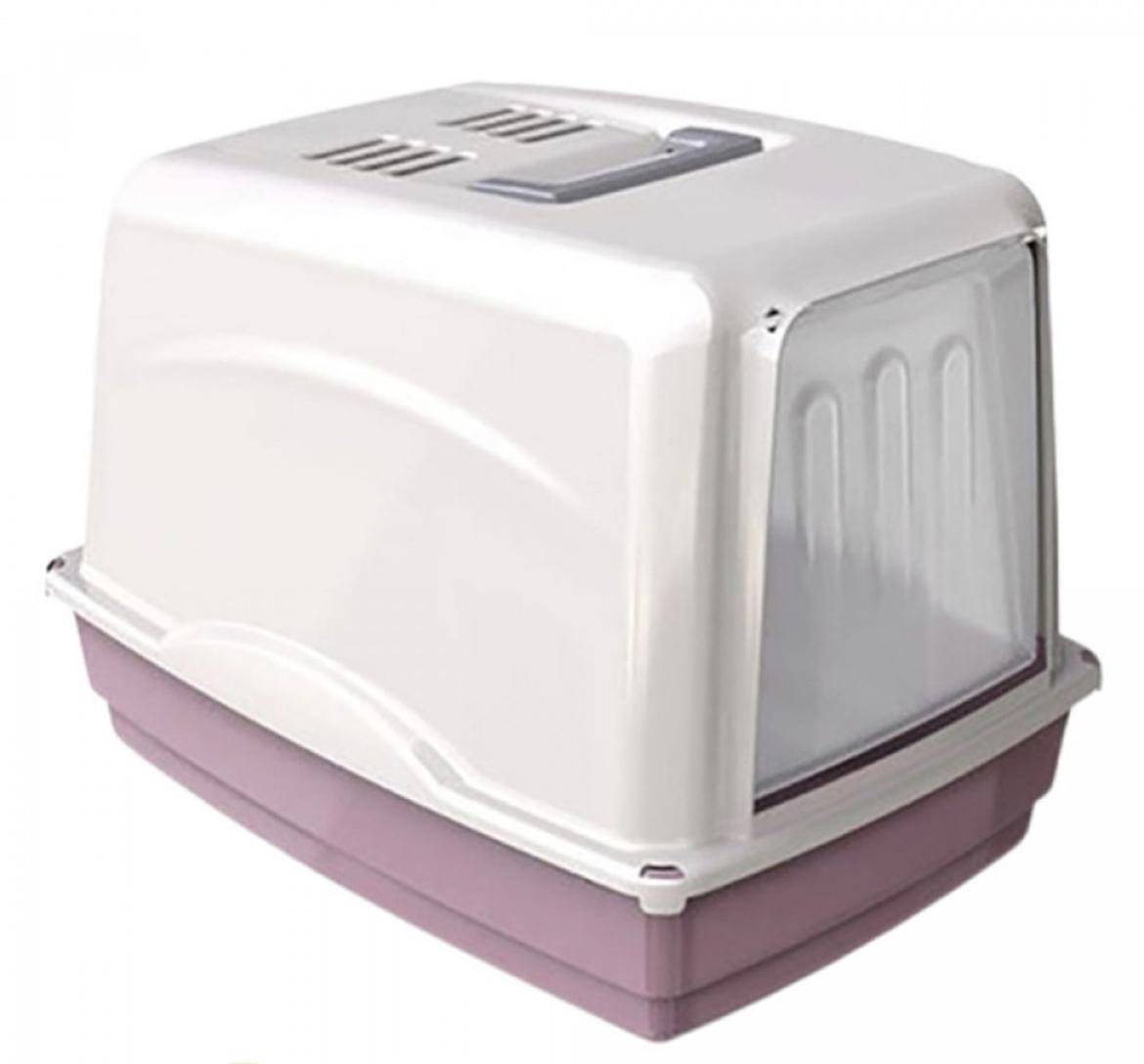 Туалет з фільтром та ручкою для кішок Georplast Vicky, рожевий, 10582, 54х39х39 см, фото 1