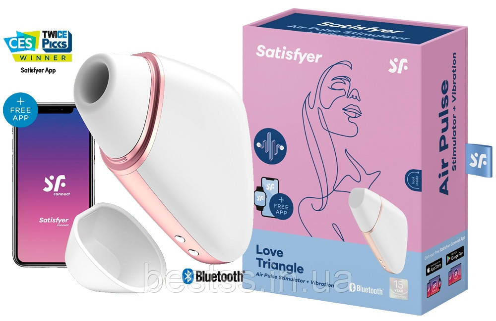 Кліторальний вібростимулятор з повітряними імпульсами та управлінням через додаток Satisfyer Love Triangle White
