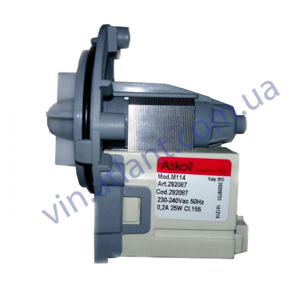 Насос зливу (помпа) Askoll M114 25W зі спареною фішкою для пральної машини