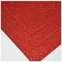 Фоаміран з глітером 2 мм, розмір 20*30 см,  червоний (гранатовий) , 1 шт, арт 013905, Червоний