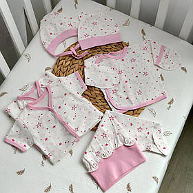 Набір одягу для новонародженого 6 речей Зірочка 0 - 1 місяць зріст 56 см Lari рожевий