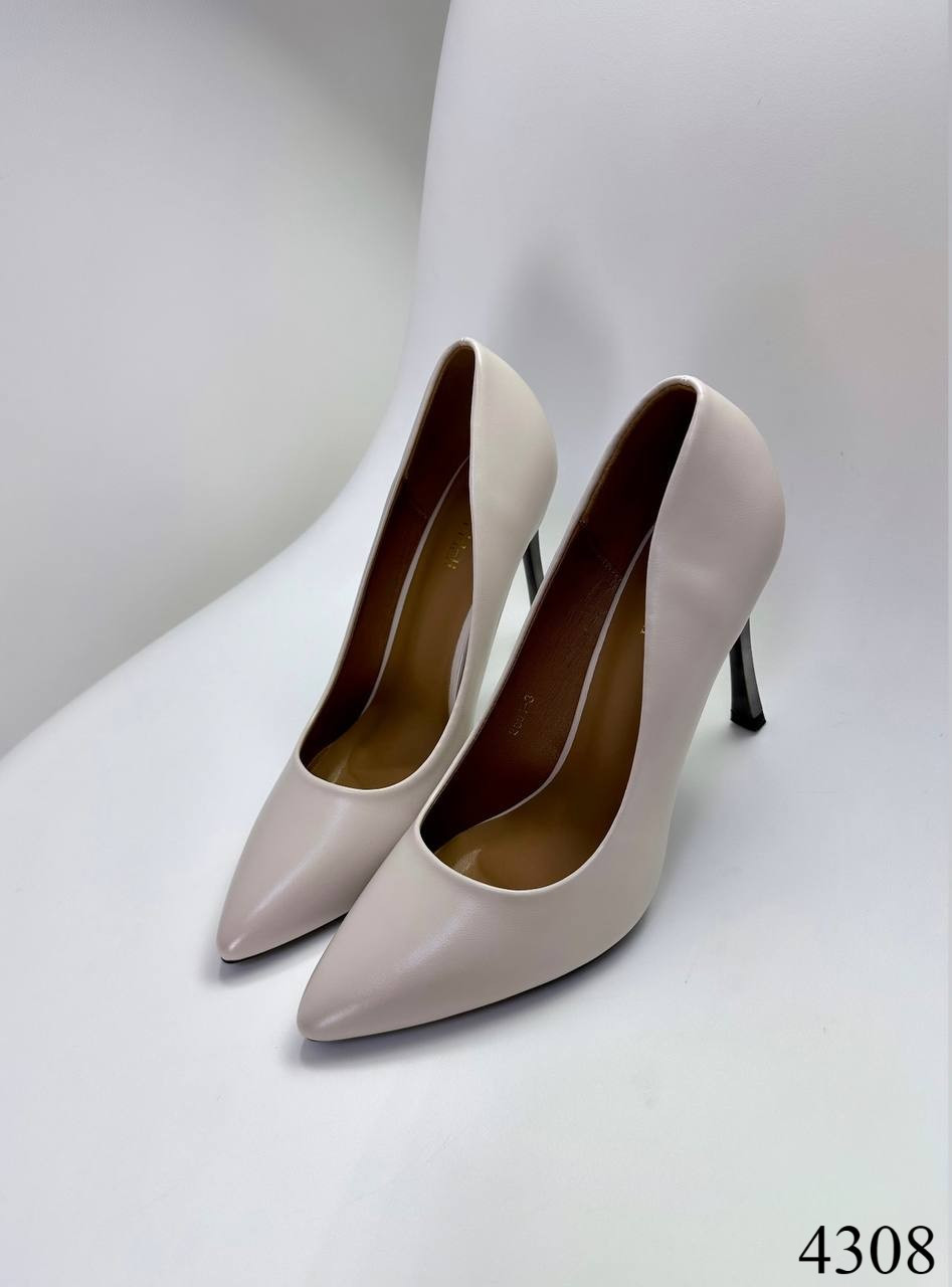 Туфлі бежеві, високий каблук, фото 1