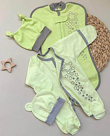 Набір одягу для новонародженого утеплений 4 речі Зірочка 0 - 1 місяць зріст 56 см Lari салатовий
