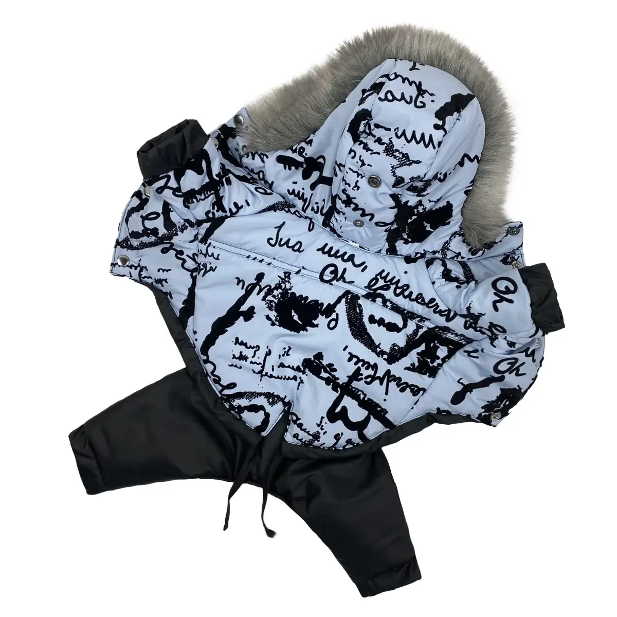 Комбінезон з'ємні штани 28 см (об'єм до 41см) флок блакитний розм 3 для собак, фото 1