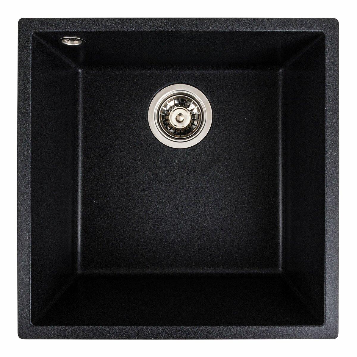 Кухонна мийка гранітна Platinum 4040 RUBA матова карбон чорна 4444, фото 1
