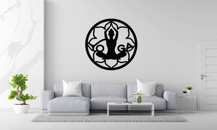 Панно декоративне картина на стіну Йога LED підсвітка 16 кольорів телефон 400х400 acr-p000197, фото 1