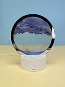 Товар з дефектом! Настільна LED лампа нічник RGB Пісочний годинник 3D Sandscape, синій пісок