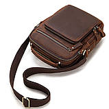 Чоловіча сумка через плече Натуральна шкіра Барсетка Чоловіча шкіряна сумка для документів планшет Коричнева, фото 9