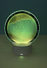 Товар з дефектом! Настільна LED лампа нічник RGB Пісочний годинник 3D Sandscape, помаранчевий пісок, фото 2