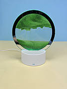 Товар з дефектом! Настільна LED лампа нічник RGB Пісочний годинник 3D Sandscape, зелений пісок