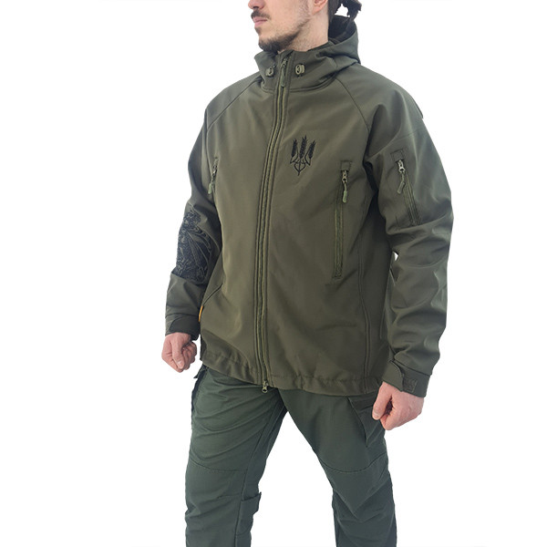 Куртка "Мілітарі-2" з патріотичним написом, Олива (М-ТМ), фото 1