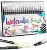 Акварельні маркери для малювання з м'яким пензлем 20 кольорів на водній основі, дитячий набір для малювання