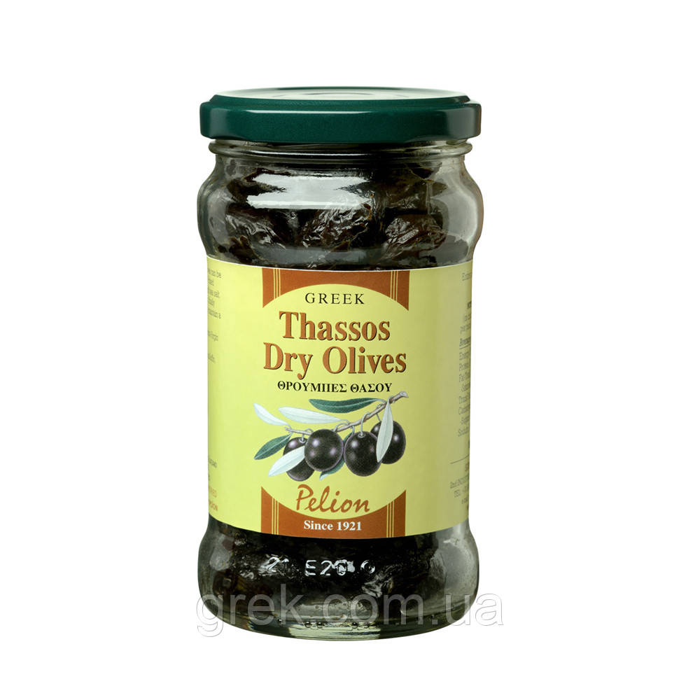 Оливки грецькі в'ялені Тасос Pelion, Greek Thassos Dry Olives 225 г, фото 1