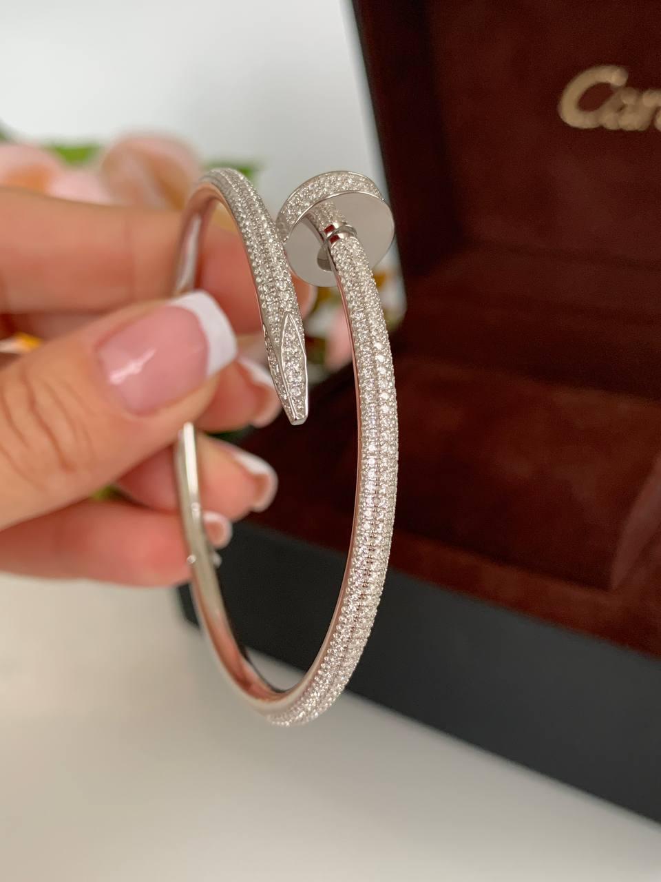 Cartier браслет цвях із дрібним цирконієм біле золото AU 750 / Cartier цвях браслет із дрібним цирконієм