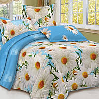 Постільна білизна двоспальна Ромашки 180х220 (13520) Бязь Ранфорс на блискавці
