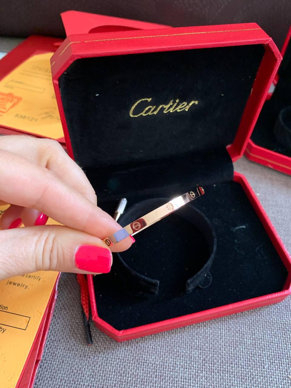 Cartier браслет love з викруткою лимонне золото з упаковкою / Cartier браслет у подарунковому пакованні