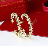 Cartier сережки зубчики / Cartierсережки кільцями з зубчиками лимонне або біле золото, фото 4