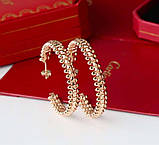Cartier сережки зубчики / Cartierсережки кільцями з зубчиками лимонне або біле золото, фото 5
