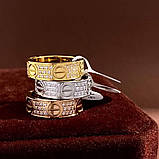 Cartier кільце LOVE з дрібним цирконієм / Cartier кільце з дрібним камінням у лимонному, рожевому та білому золоті, фото 3