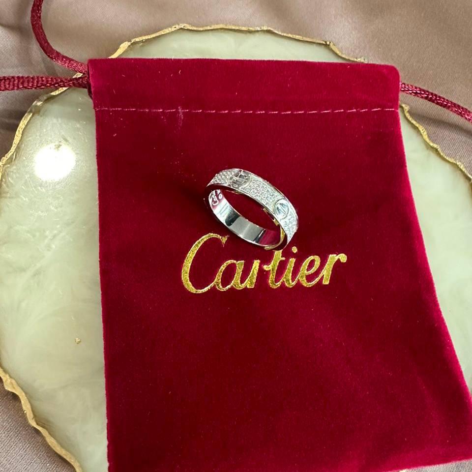 Cartier кільце LOVE з дрібним цирконієм / Cartier кільце з дрібним камінням у білому золоті