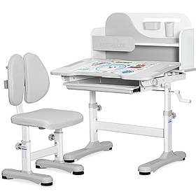Зростаюча стіл парта зі стільчиком трансформер школяреві для навчання Mealux Wave G