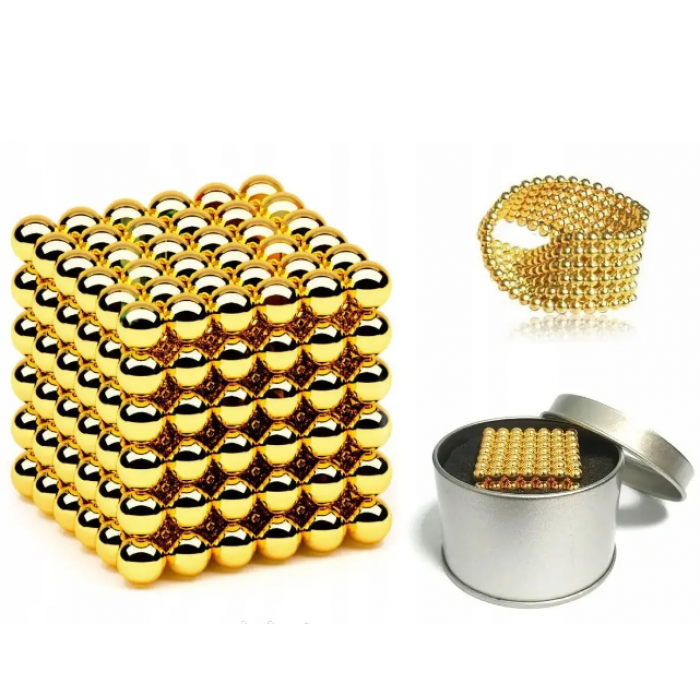 Неокуб золотий 5мм, 216 кульок, конструктор NeoCube, магнітний конструктор