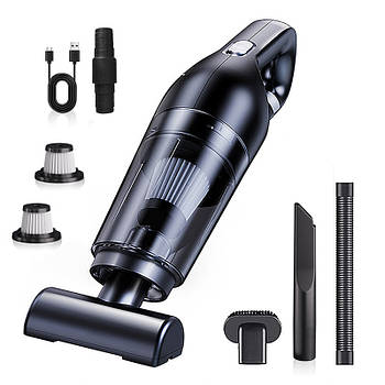 Автомобільний пилосос HELLOLEIBOO LT-113CT 2000 mAh Black для чищення салону 9 шт.