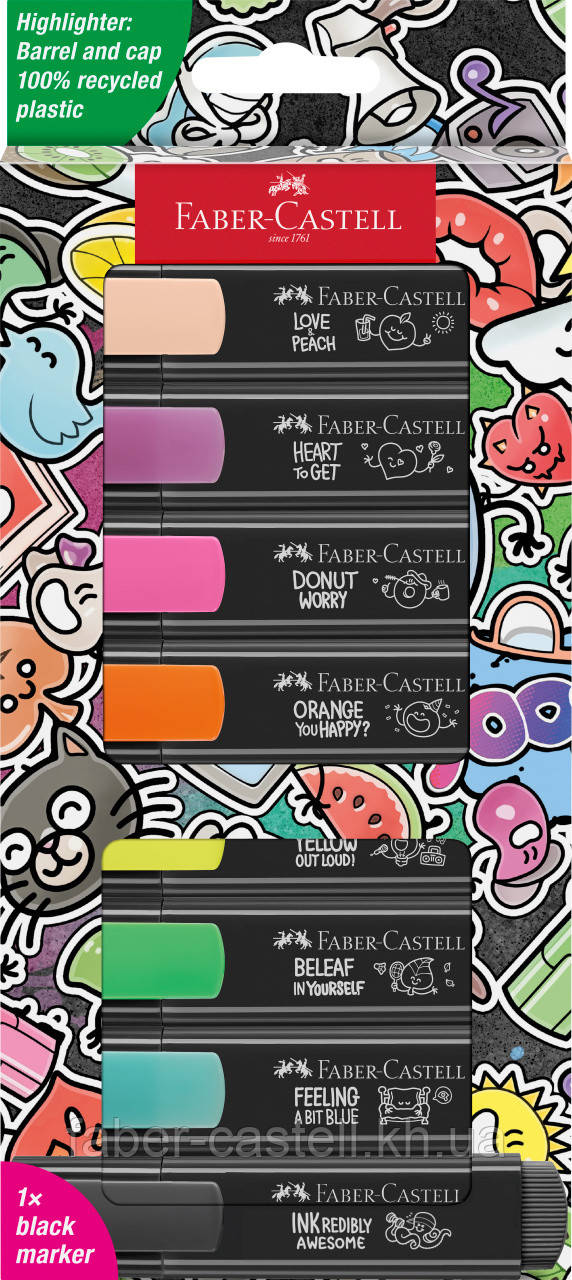 Набір текстових маркерів Faber-Castell Textliner 46 GRAFFITI, 8 кольорів (пастельні + неонові), 254692
