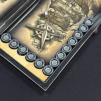 Дерев'яні нарди ручної роботи Корабель 50×23 см подарункові, фото 9