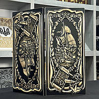 Дерев'яні нарди ручної роботи Корабель 50×23 см подарункові, фото 4