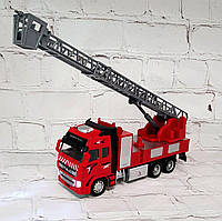 Іграшка пожежна машина зі стрілою та металевою кабіною на батарейках дитяча пожежна машинка Автопром