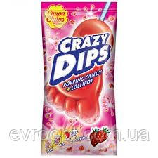 Chupa Chups Crazy Dips Strawberry Шоколадний льодяник 14 г