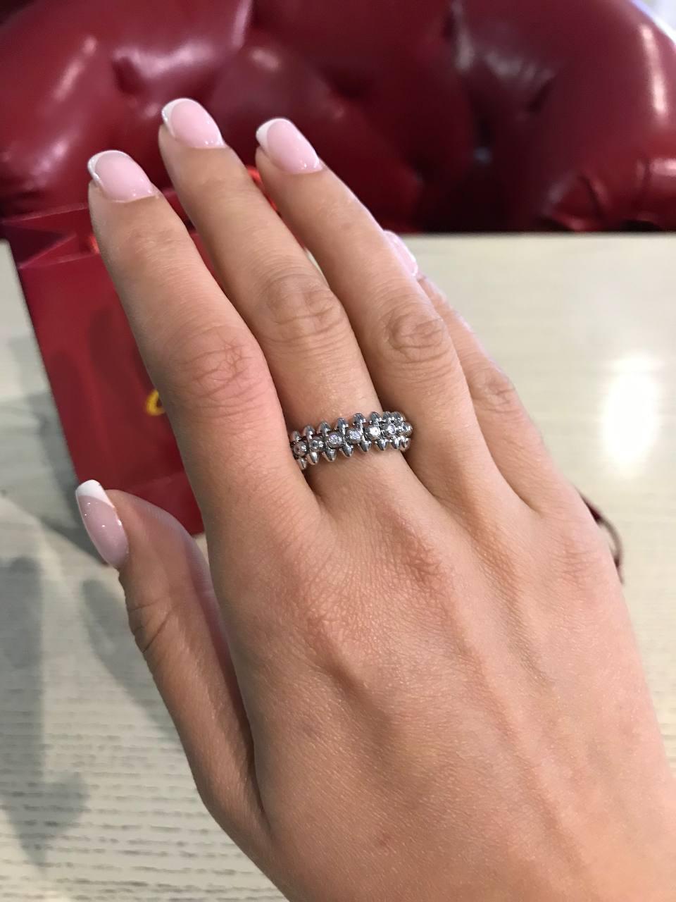 Cartier кільце з зубчиками біле золото (покриття) / Cartier кільце "зубчики"