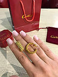 Cartier сережки з зубчиками в лимонному золоті / Cartier сережки кільця лимонне золото, фото 4