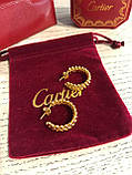 Cartier сережки з зубчиками в лимонному золоті / Cartier сережки кільця лимонне золото, фото 5