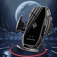 Розумний автотримач автоматичний із бездротовою зарядкою чорний (Black)