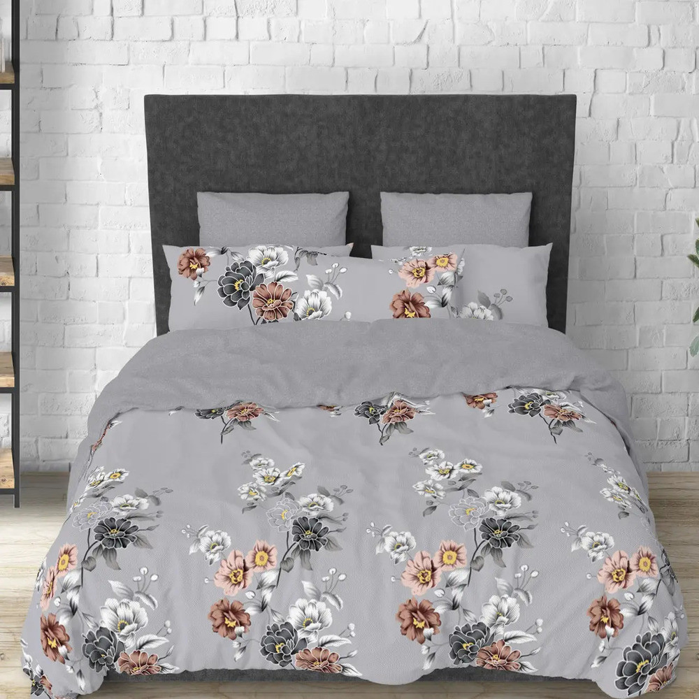 Постільний комплект двоспальний 180х220 Амелія (22908) Бязь Ранфорс з компаньйоном, фото 1