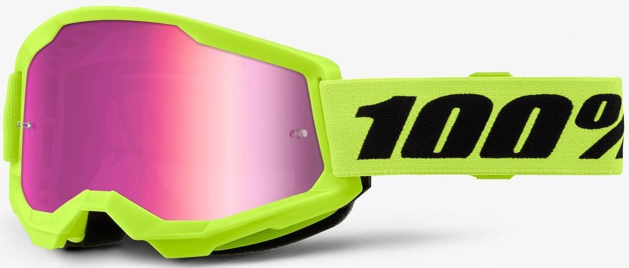 Маска кросова 100% STRATA Goggle II Neon Yellow - Mirror Pink Lens One size