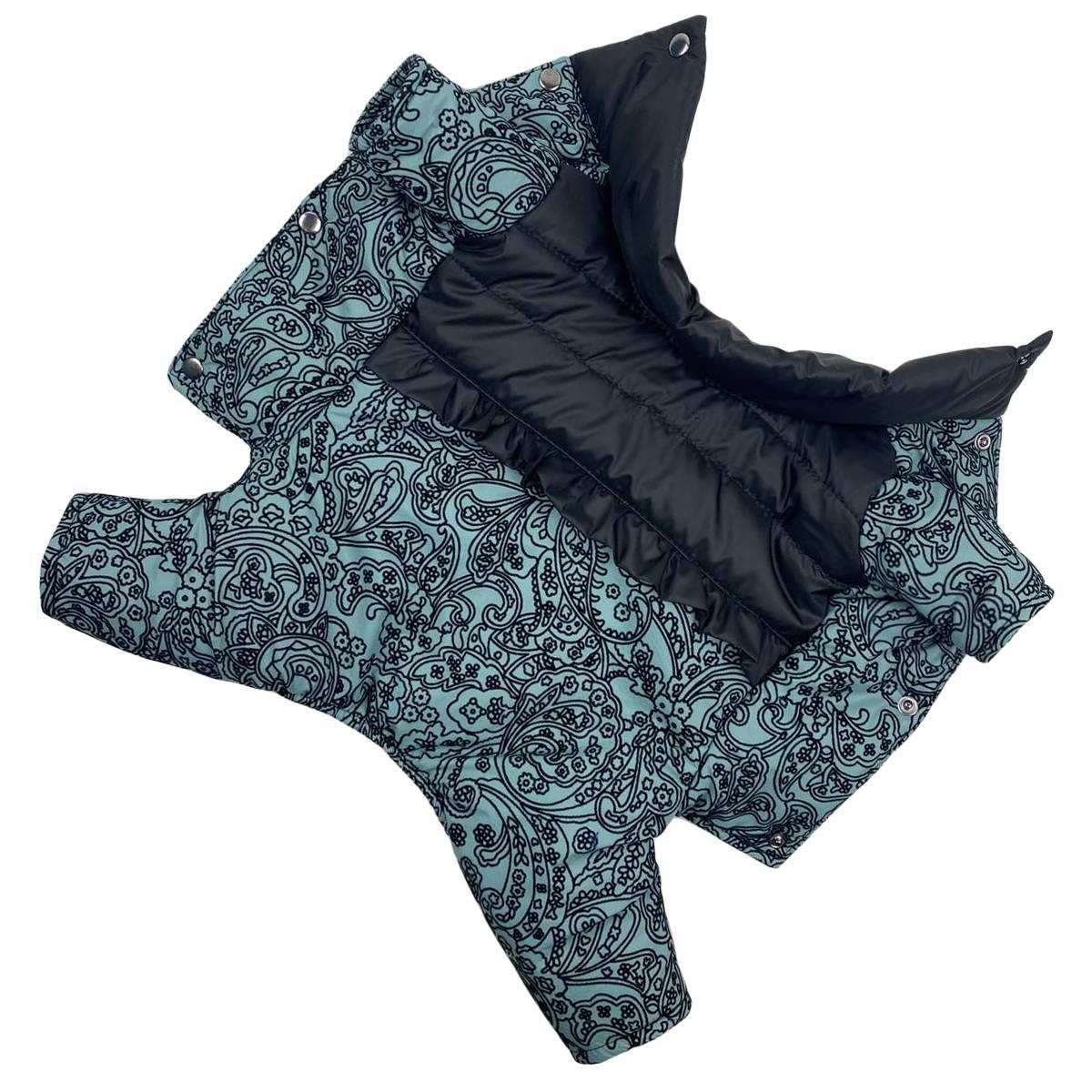 Комбінезон для дівчат 24 см (об'єм до 38см) зимовий розм 2 візерунки М'ята  для собак, фото 1