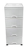 Комод пластиковий на 4 ящики Ностальгія білий (Elif Plastik) 45*37.5*90 см, фото 2