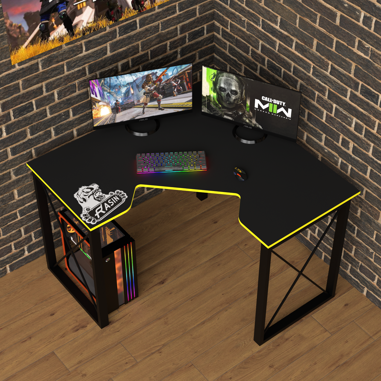 Геймерський ігровий стіл ZEUSTMRASIN LOFT -20 колір чорний/жовтий (колір на вибір)