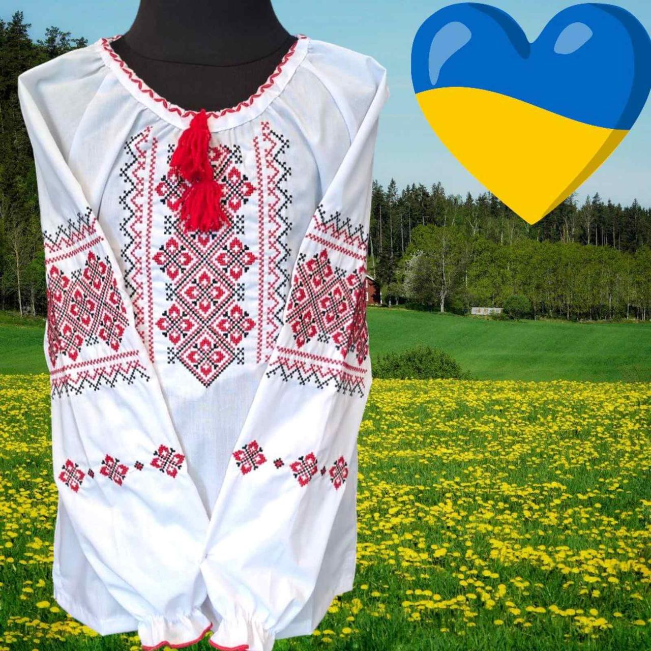 Опт Вишиванка для дівчаток з  вишивкою орнамент р. 122-146, червоний