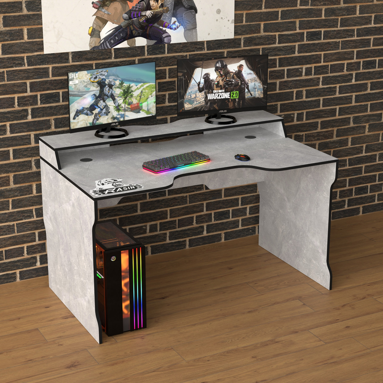 Геймерський ігровий стіл ZEUSTMRASIN -22 колір індастріал (колір на вибір)