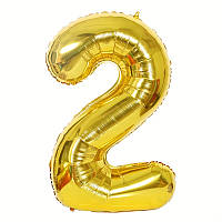Фольгована кулька Цифра 2, золотиста, 76 см