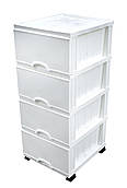 Комод пластиковий на 4 ящики Ностальгія білий (Elif Plastik) 45*37.5*90 см